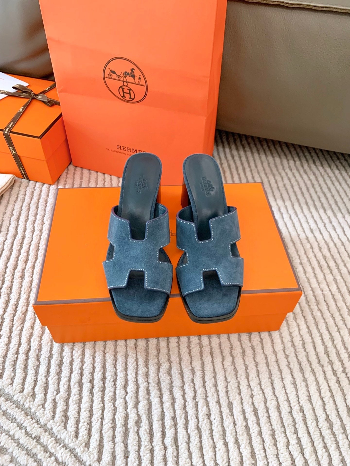 HELIA 60 SANDAL IN STONE BLUE SUEDE - 35
