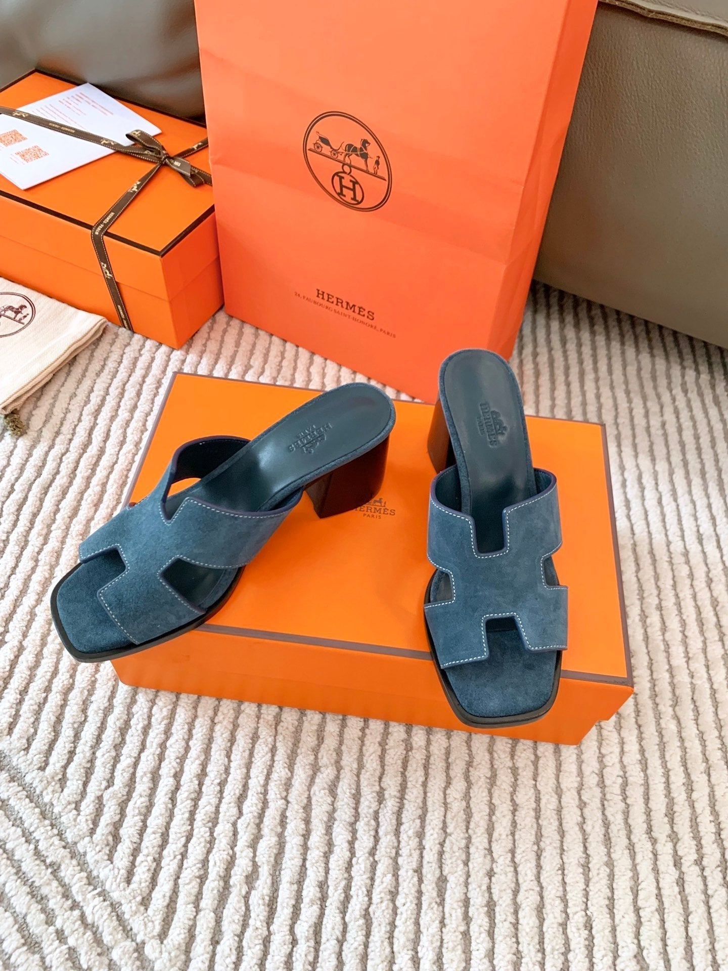 HELIA 60 SANDAL IN STONE BLUE SUEDE - 35