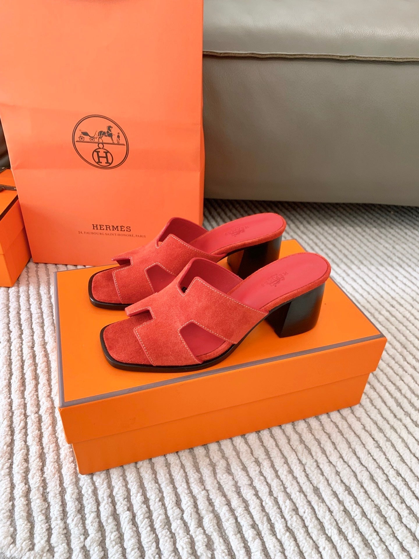 HELIA 60 SANDAL IN CHERRY RED SUEDE - 35