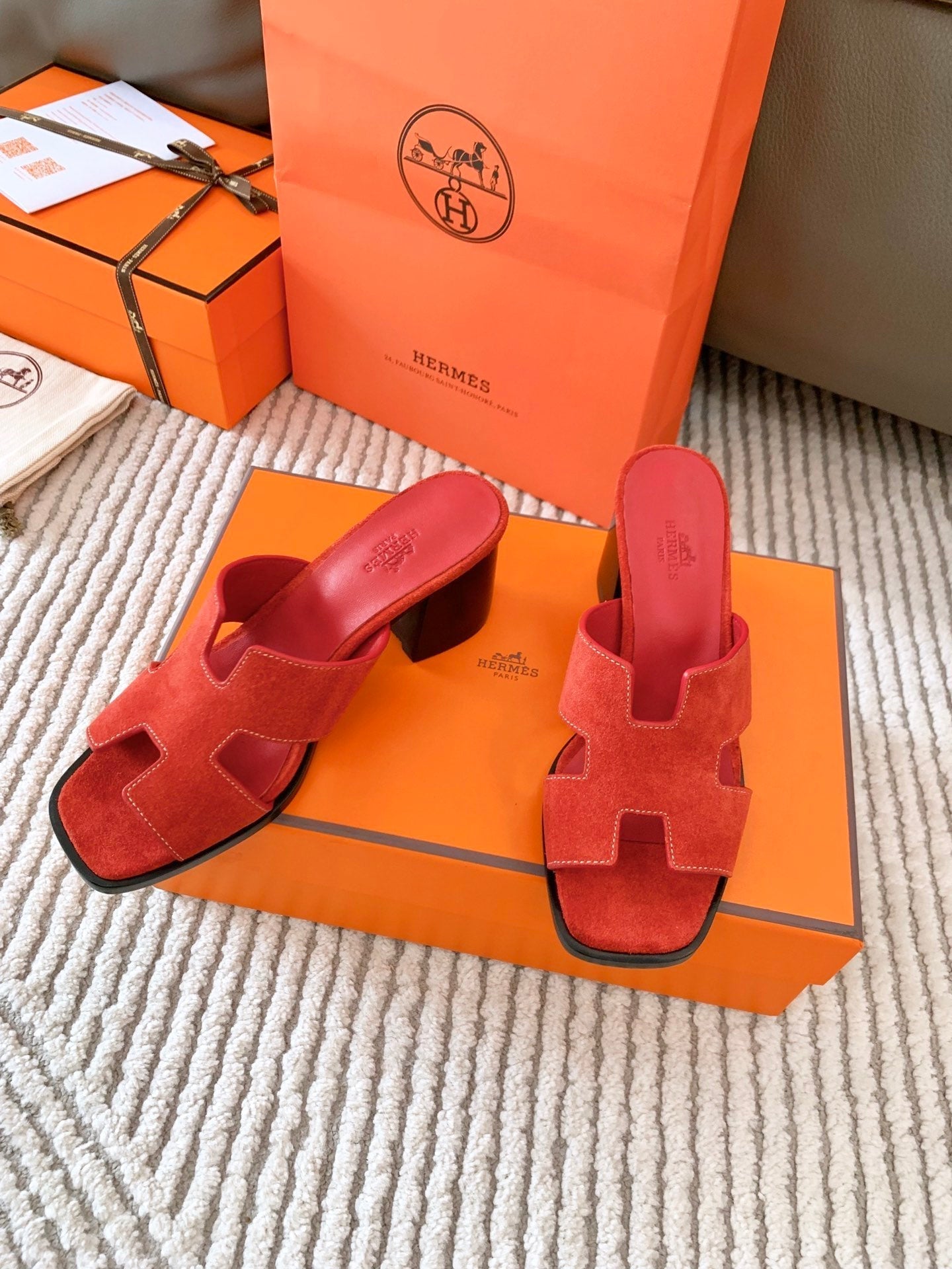 HELIA 60 SANDAL IN CHERRY RED SUEDE - 35