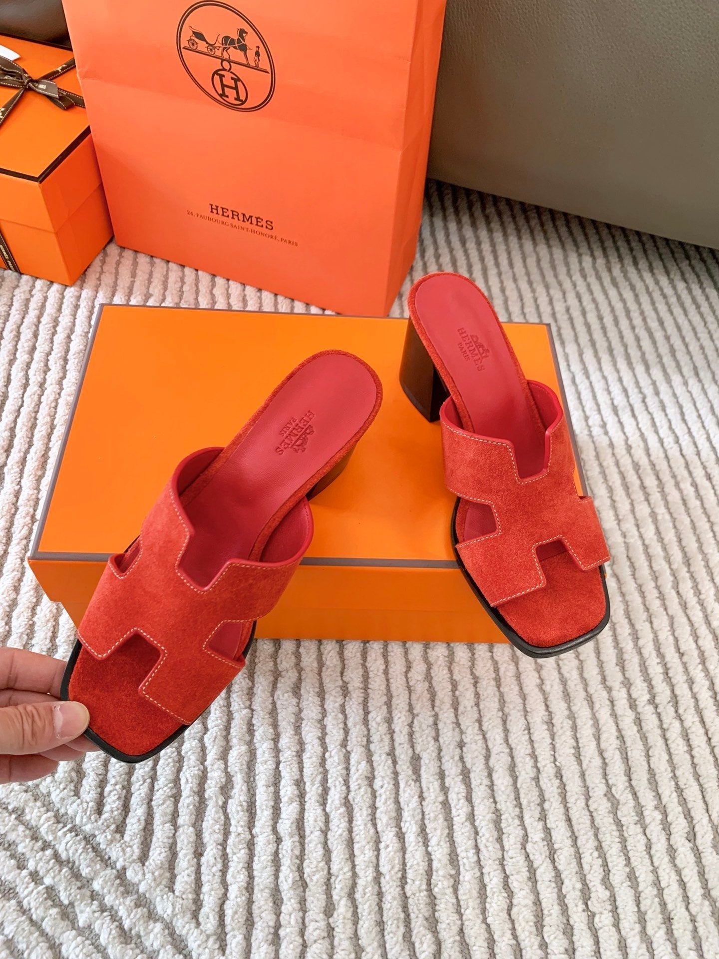 HELIA 60 SANDAL IN CHERRY RED SUEDE - 35