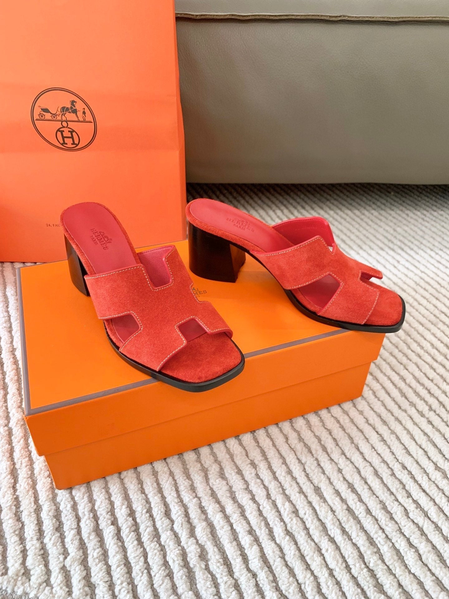 HELIA 60 SANDAL IN CHERRY RED SUEDE - 35