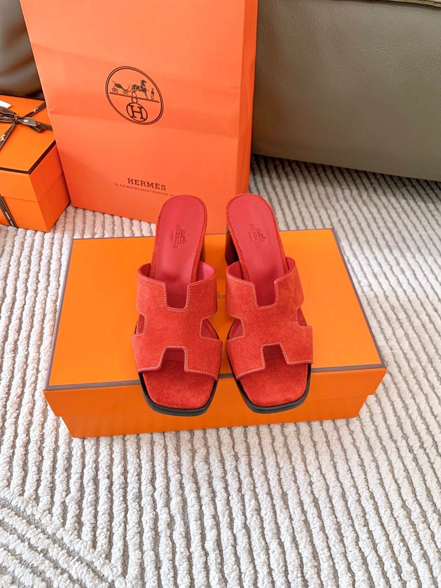 HELIA 60 SANDAL IN CHERRY RED SUEDE - 35