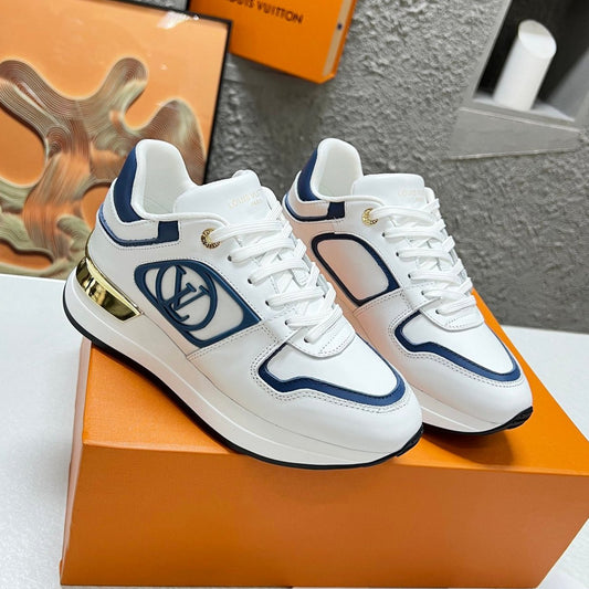LV WOMEN SNEAKER IN WHITE MIX BLUE CALFSKIN - 35