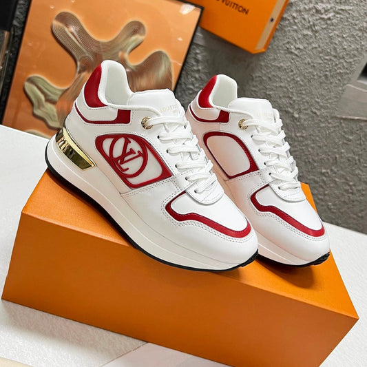 LV WOMEN SNEAKER IN WHITE MIX CHERRY RED CALFSKIN - 35