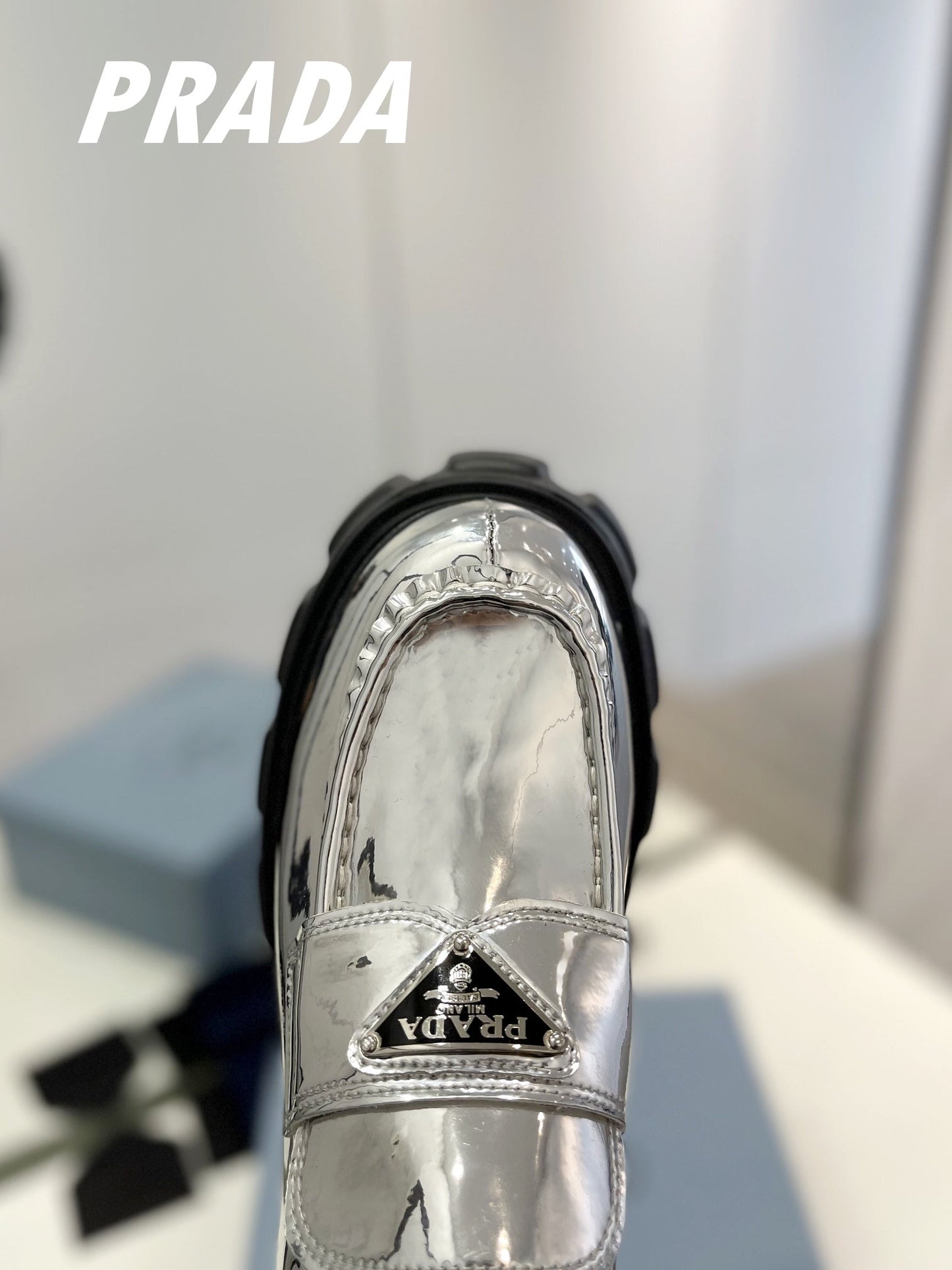 PRA BRUSHED LEATHER MONOLITH LOAFERS SILVER - 35