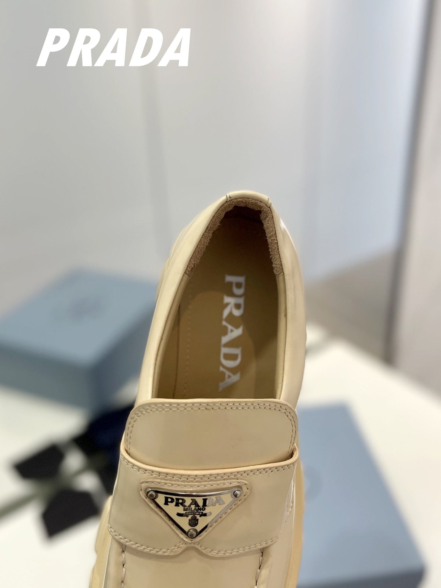 PRA BRUSHED LEATHER MONOLITH LOAFERS BEIGE - 34