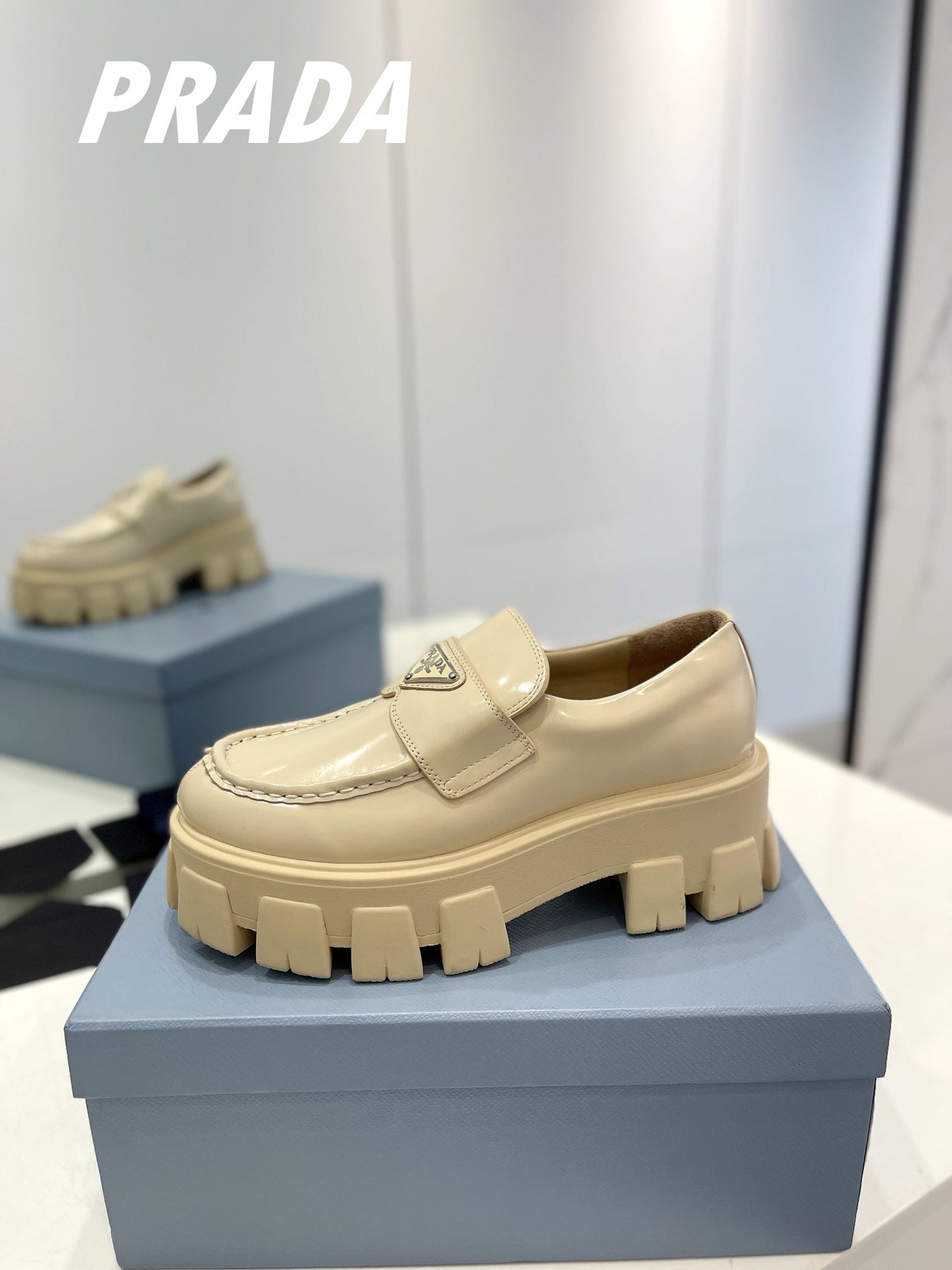 PRA BRUSHED LEATHER MONOLITH LOAFERS BEIGE - 34
