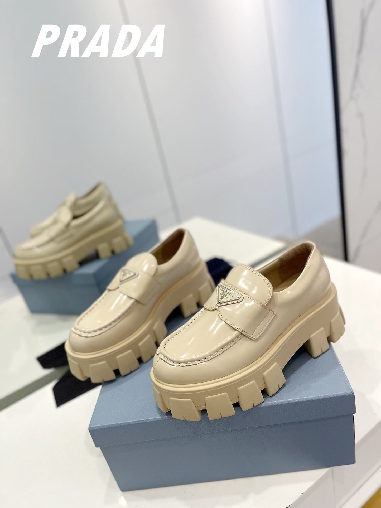 PRA BRUSHED LEATHER MONOLITH LOAFERS BEIGE - 34