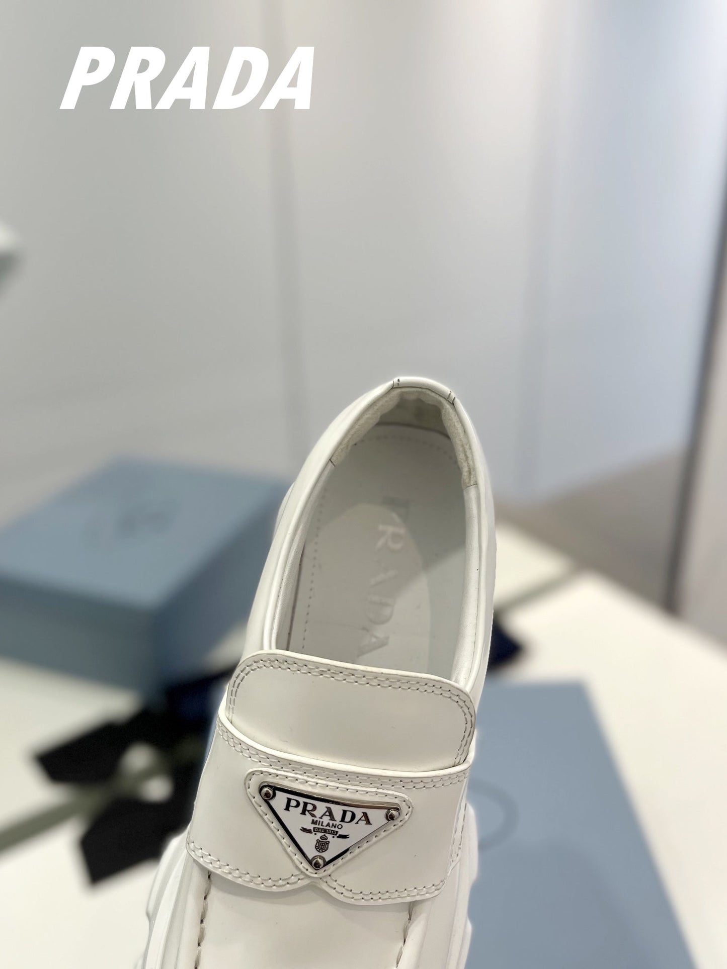 PRA BRUSHED LEATHER MONOLITH LOAFERS WHITE - 34