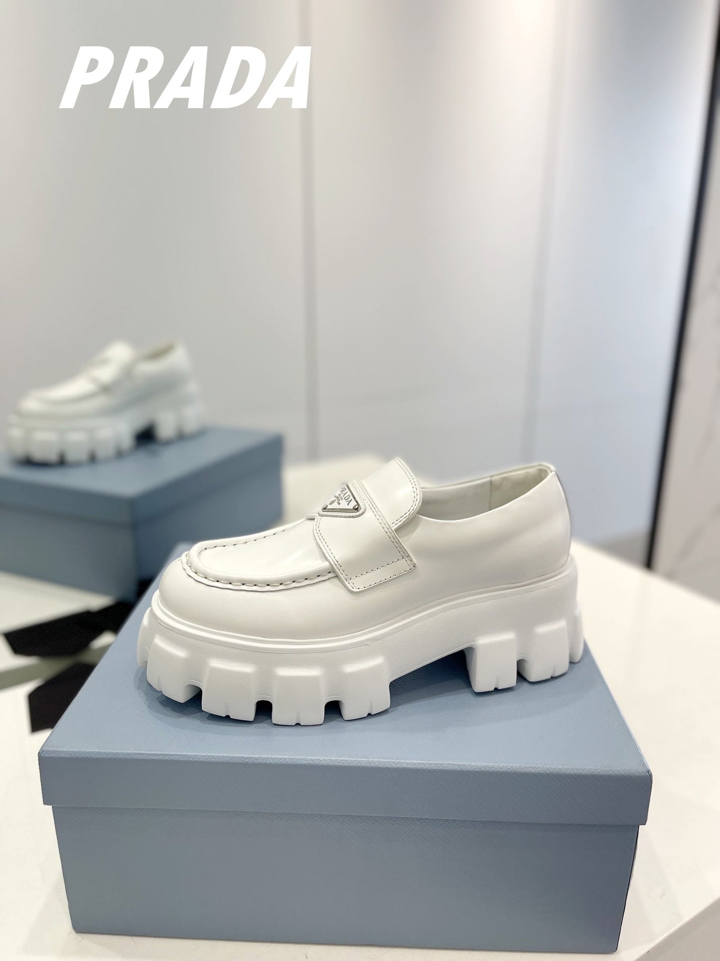 PRA BRUSHED LEATHER MONOLITH LOAFERS WHITE - 34