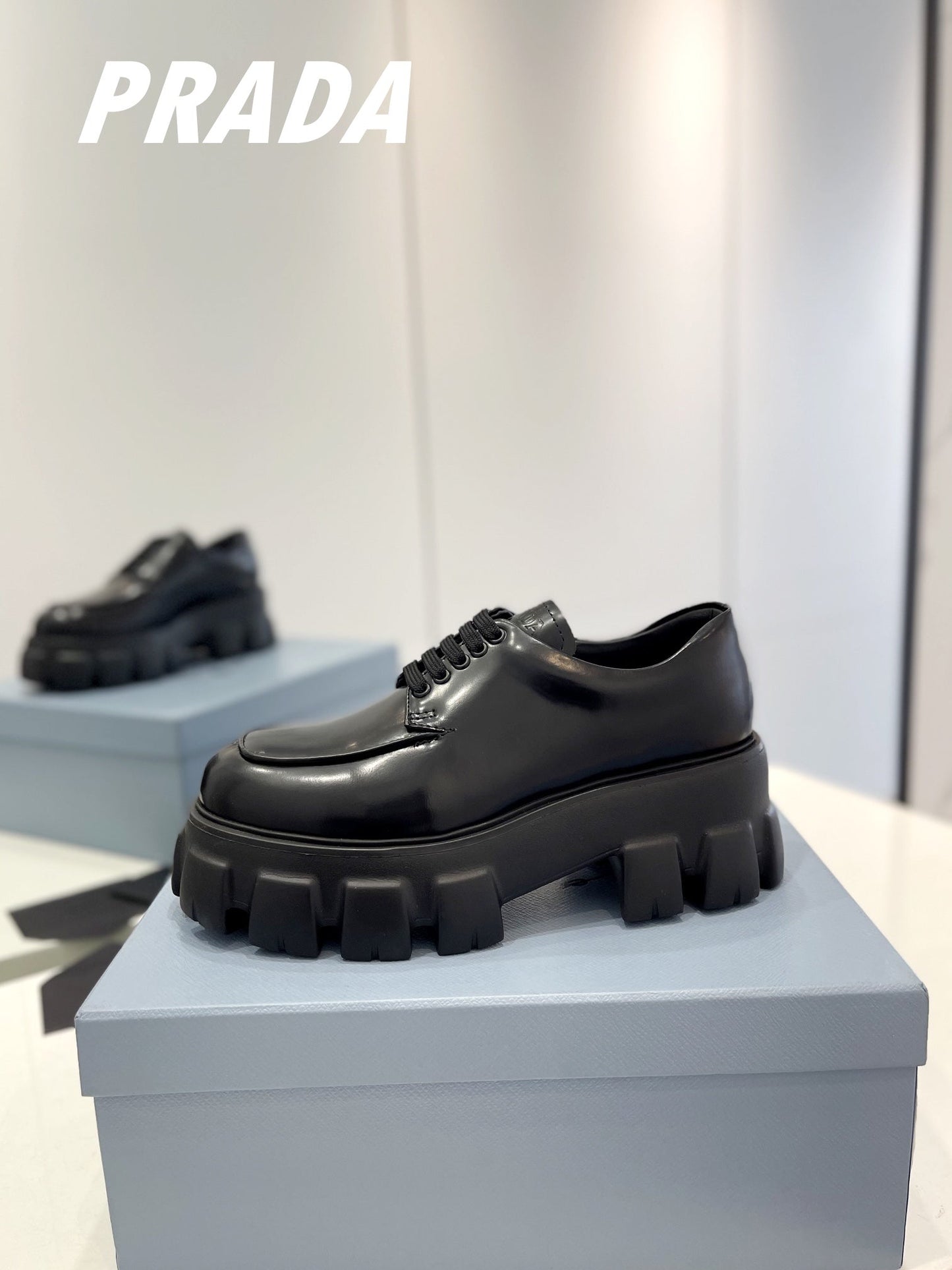 PRA BRUSHED LEATHER MONOLITH LACE-UP LOAFERS BLACK - 35