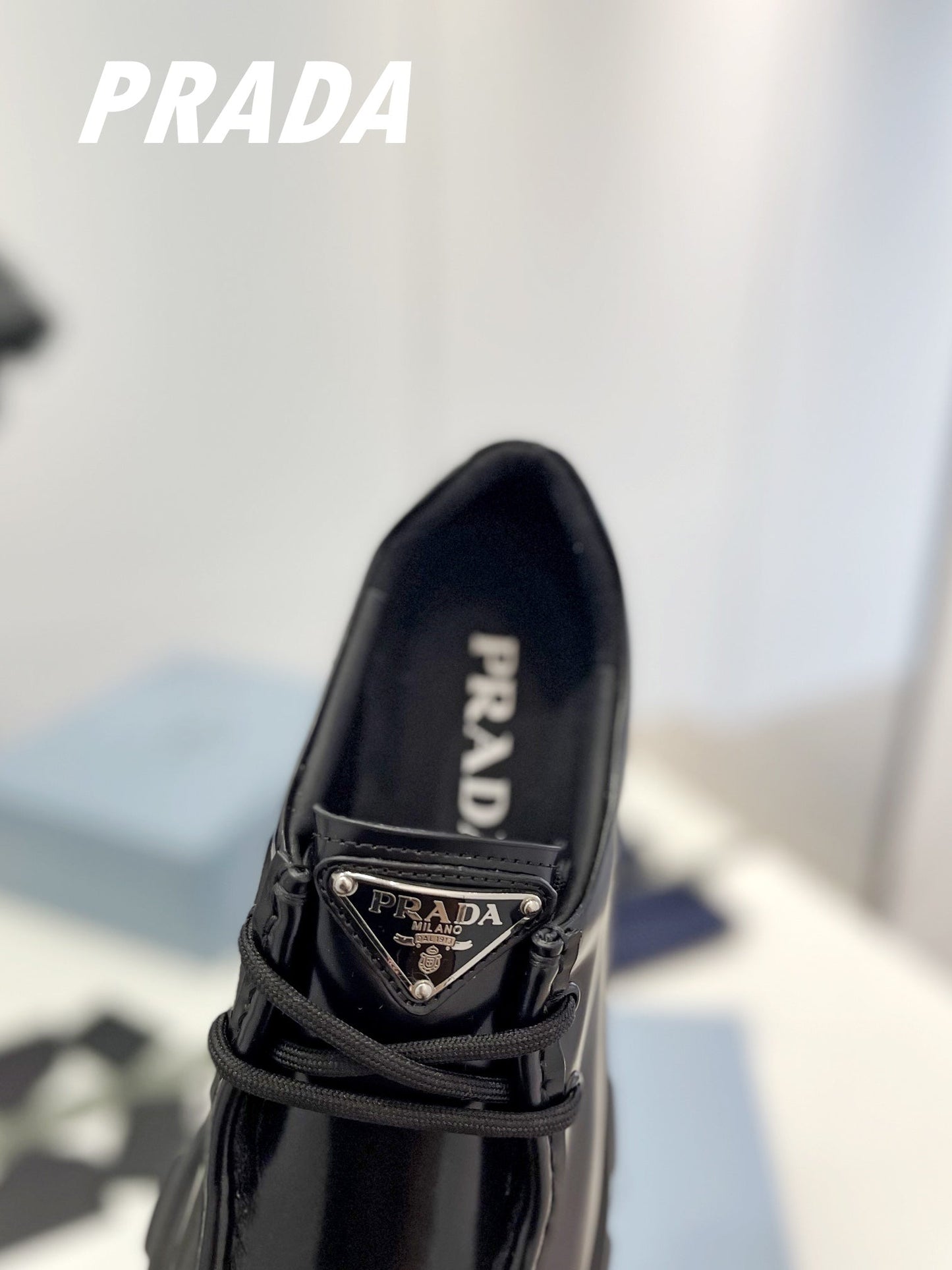 PRA MONOLITH LACE-UP LOAFERS BLACK CALFSKIN - 35