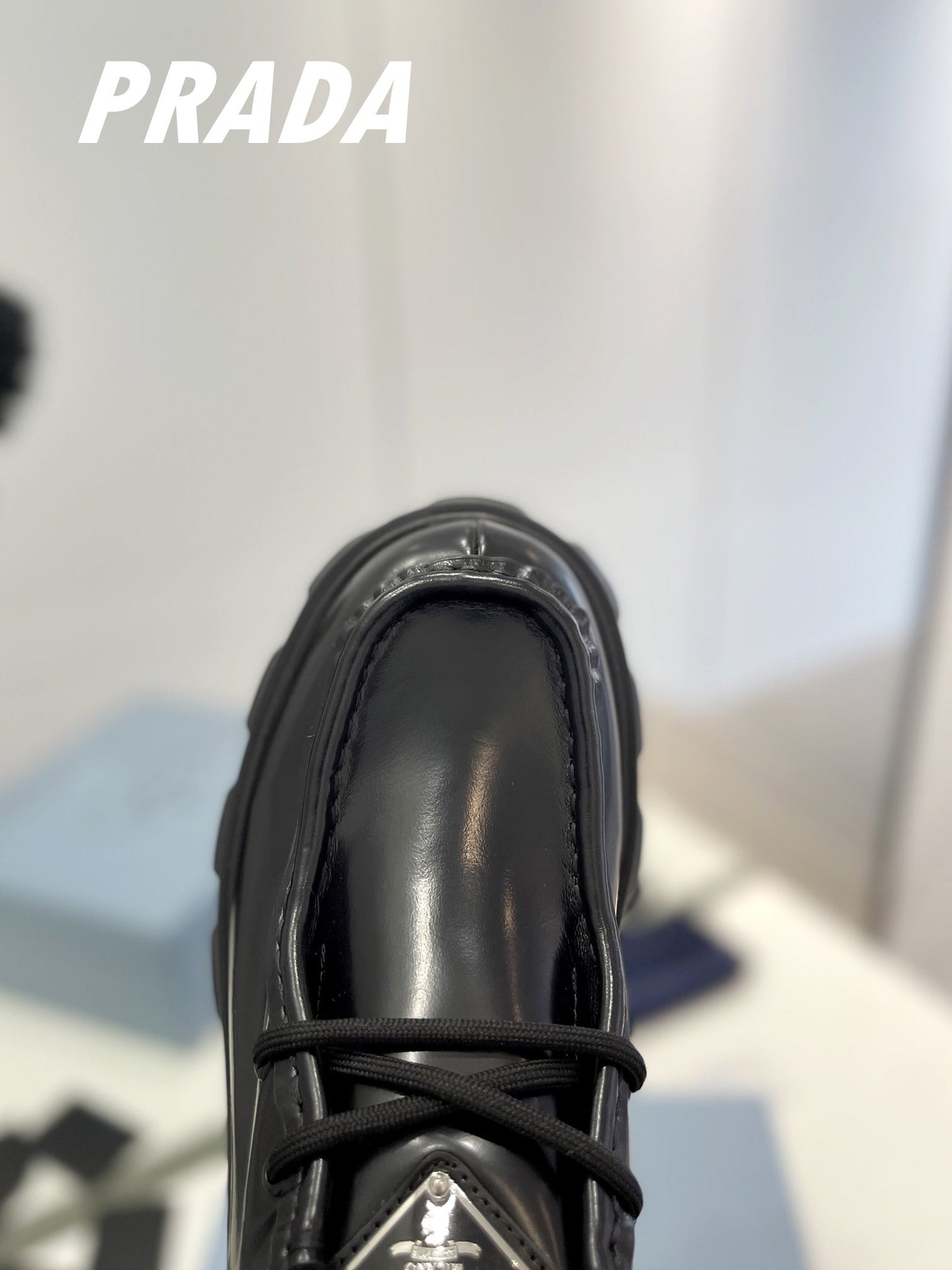 PRA MONOLITH LACE-UP LOAFERS BLACK CALFSKIN - 35