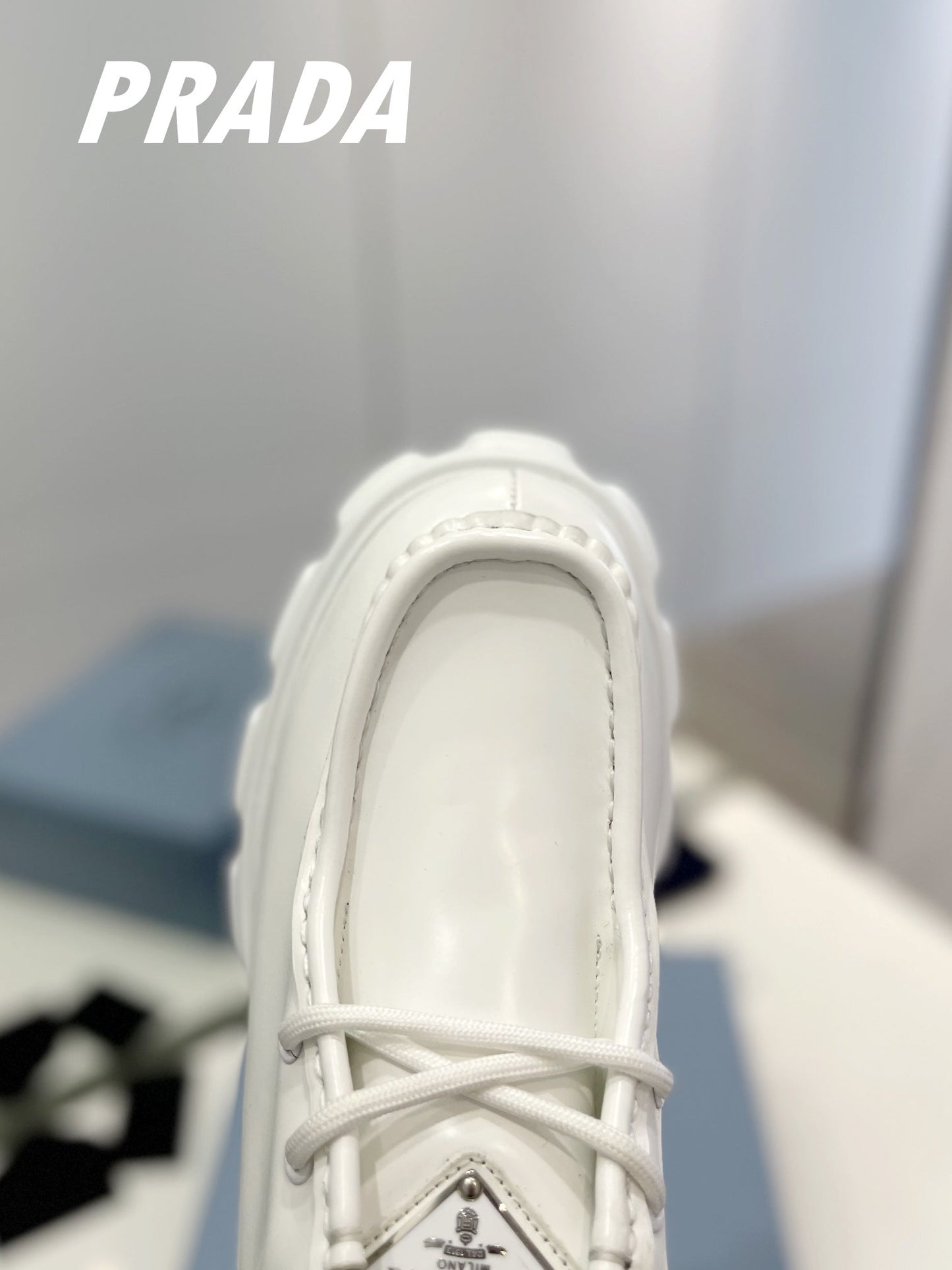 PRA MONOLITH LACE-UP LOAFERS WHITE CALFSKIN - 35