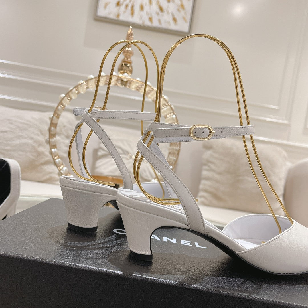 high slingbacks white black lambskin grosgrain - 35