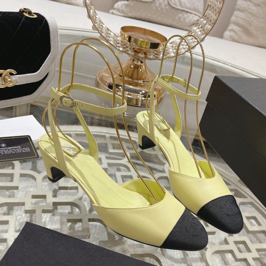 high slingbacks lime lambskin grosgrain - 35