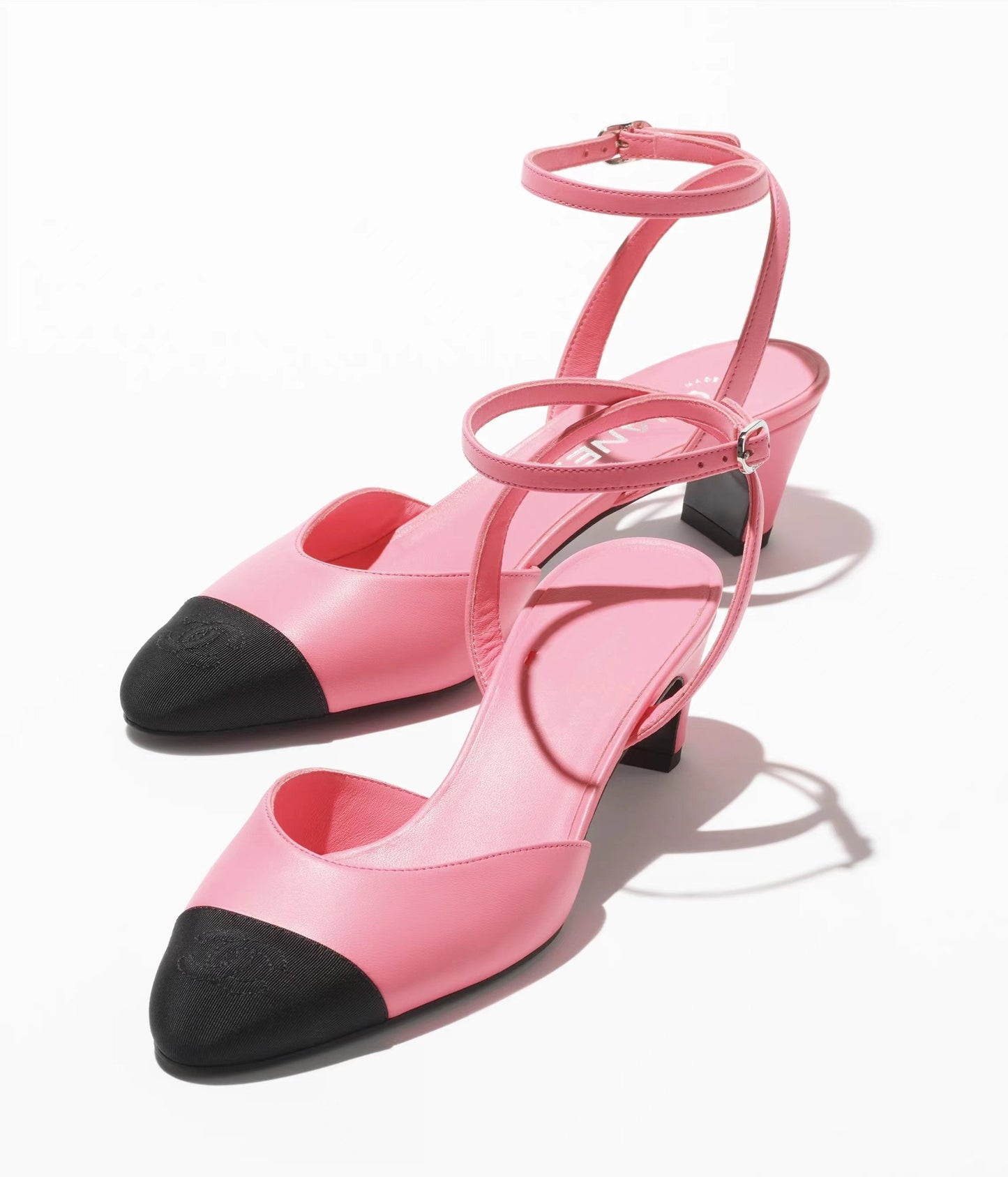 high slingbacks pink black grosgrain - 35