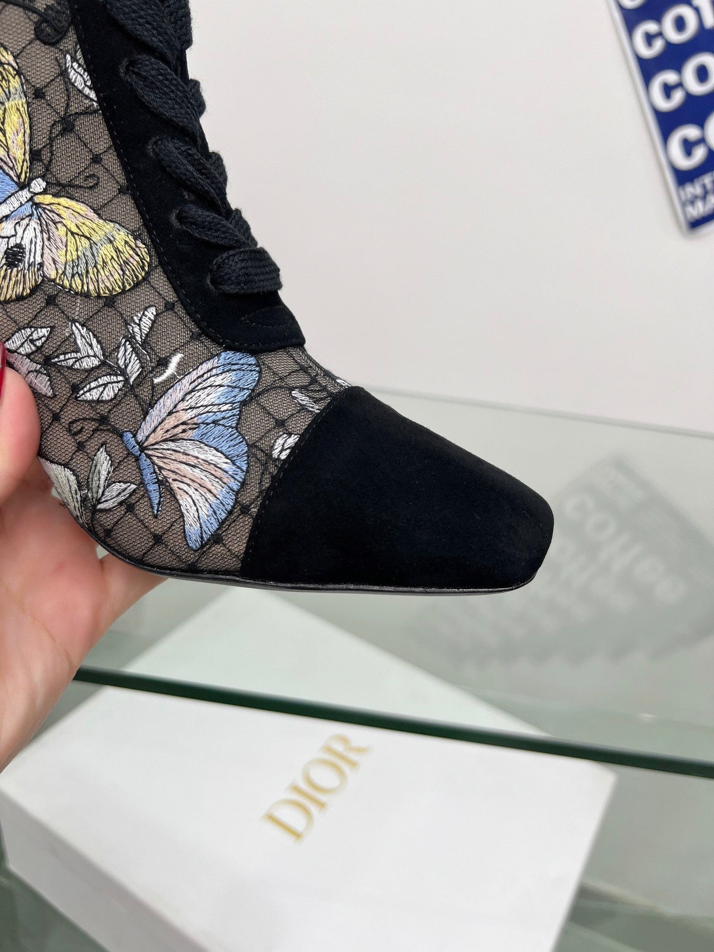DIOR 25S NAUGHTILY-D ANKLE BOOTS 80 MM IN BLACK MESH TULLE AND SUEDE STYLE 2 - 34