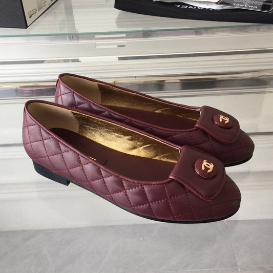 ballet flat quilted wine gold cc lock - 35