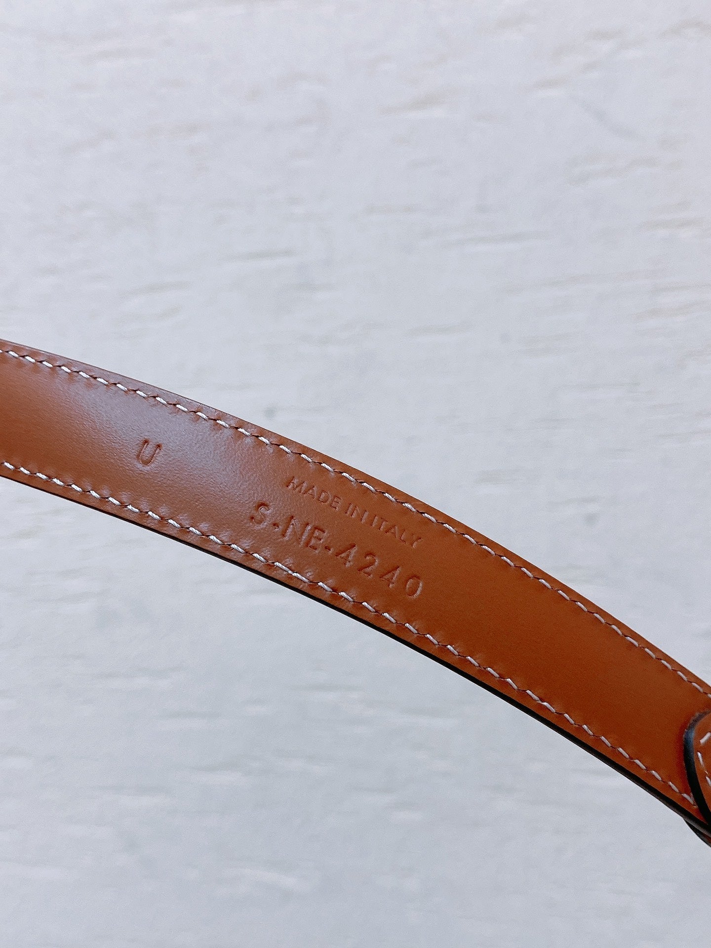 Hook & Loop 20mm TRIOMPHE Logo Square Adjustable Belt Tan Calfskin Ghw - 30