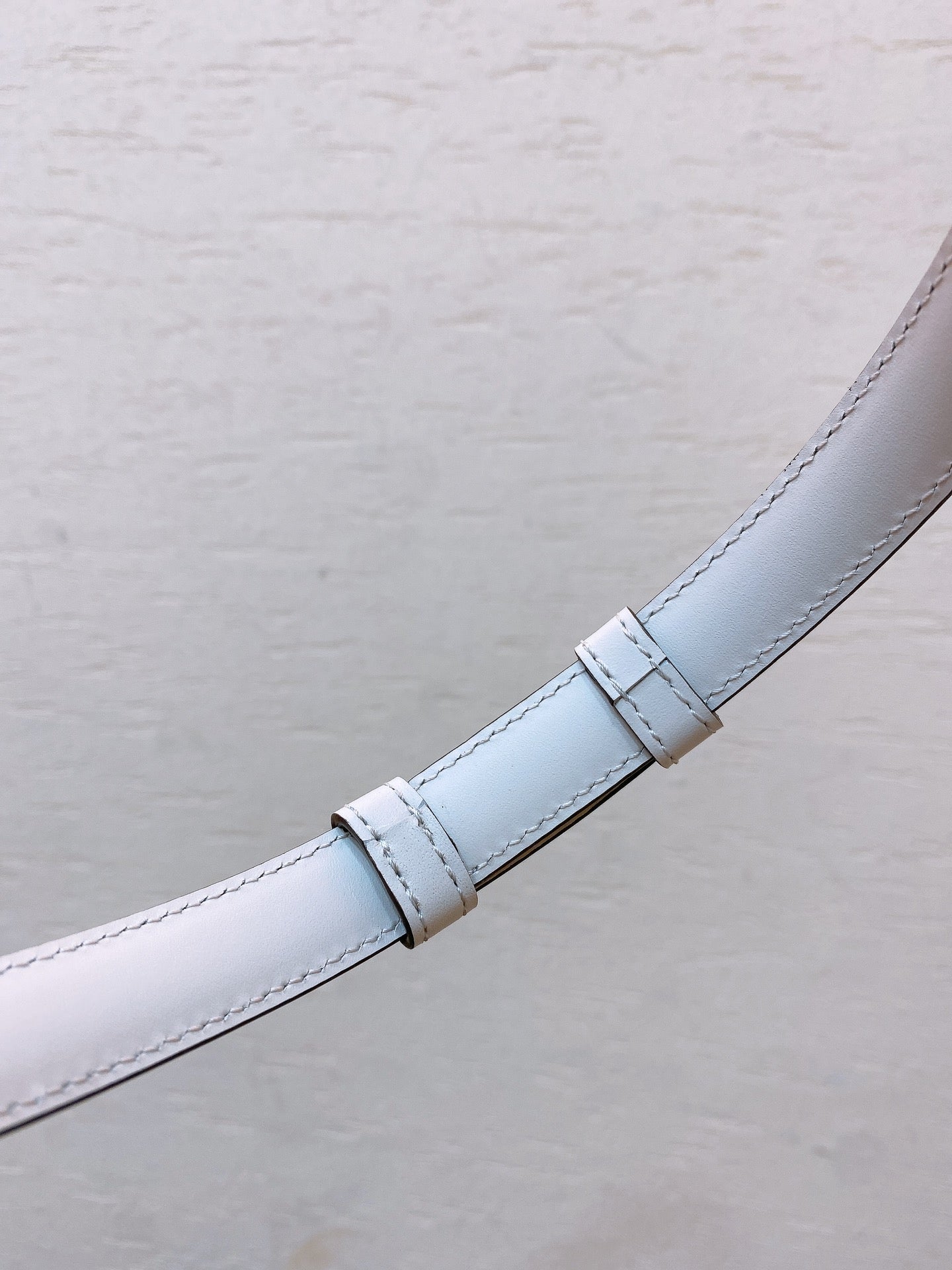 Hook & Loop 20mm TRIOMPHE Logo Square Adjustable Belt White Calfskin Ghw - 30