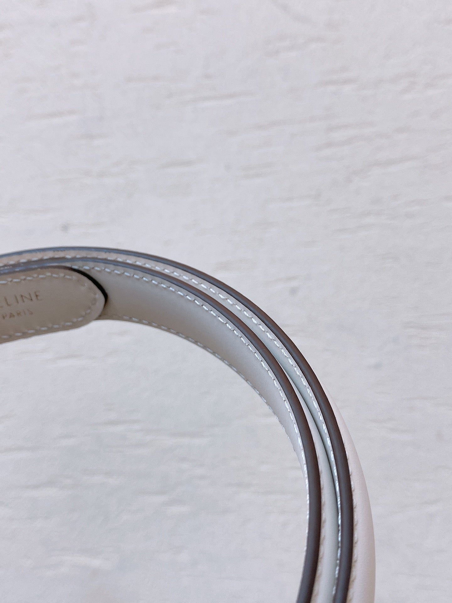 Hook & Loop 20mm TRIOMPHE Logo Square Adjustable Belt White Calfskin Ghw - 30