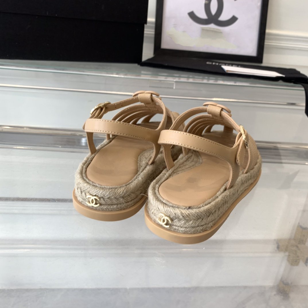 cc roman sandals beige lambskin - 35