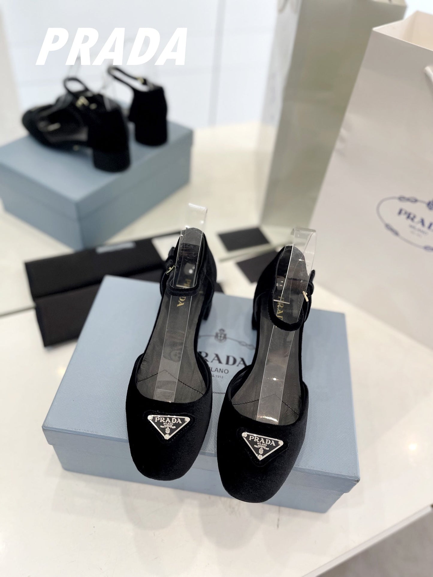 Pra Slingback 40 Square Sole Black Velvet - 35
