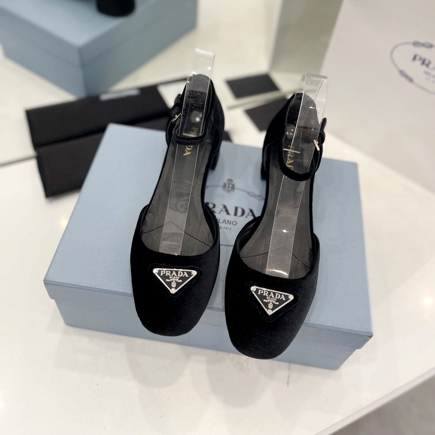 PRA MARY JANE PUMPS BLACK SATIN - 34
