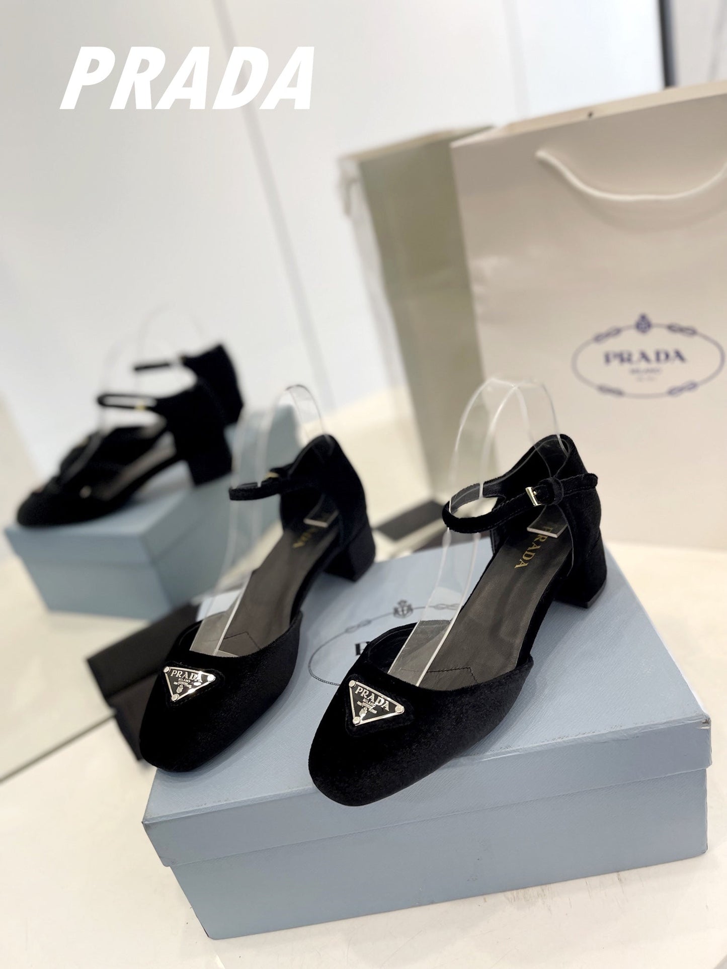 PRA MARY JANE PUMPS BLACK SATIN - 34