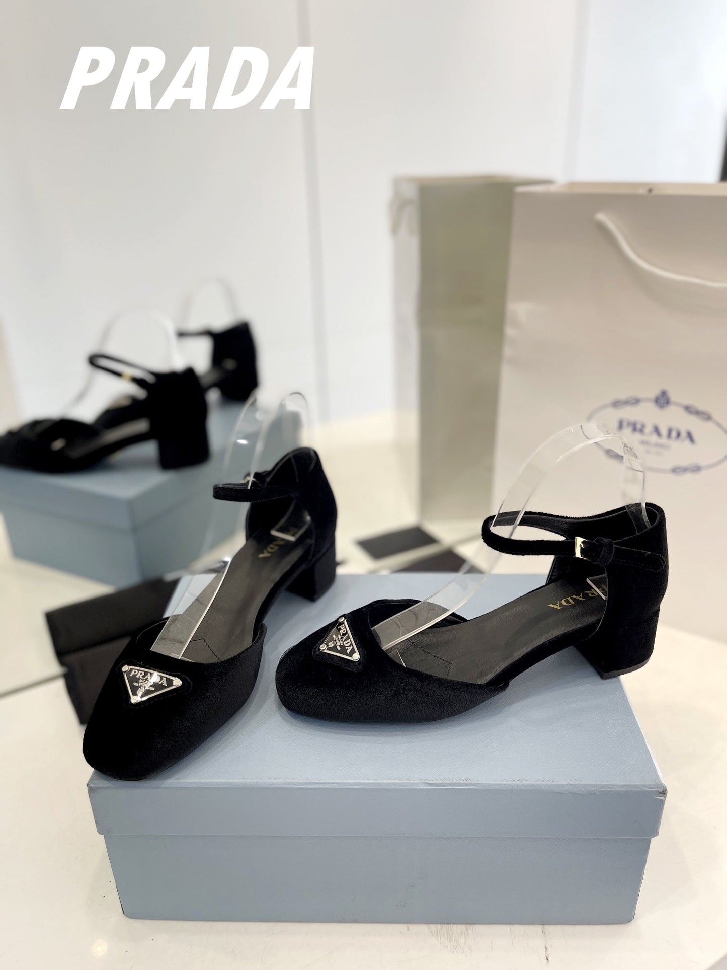 Pra Slingback 40 Square Sole Black Velvet - 35