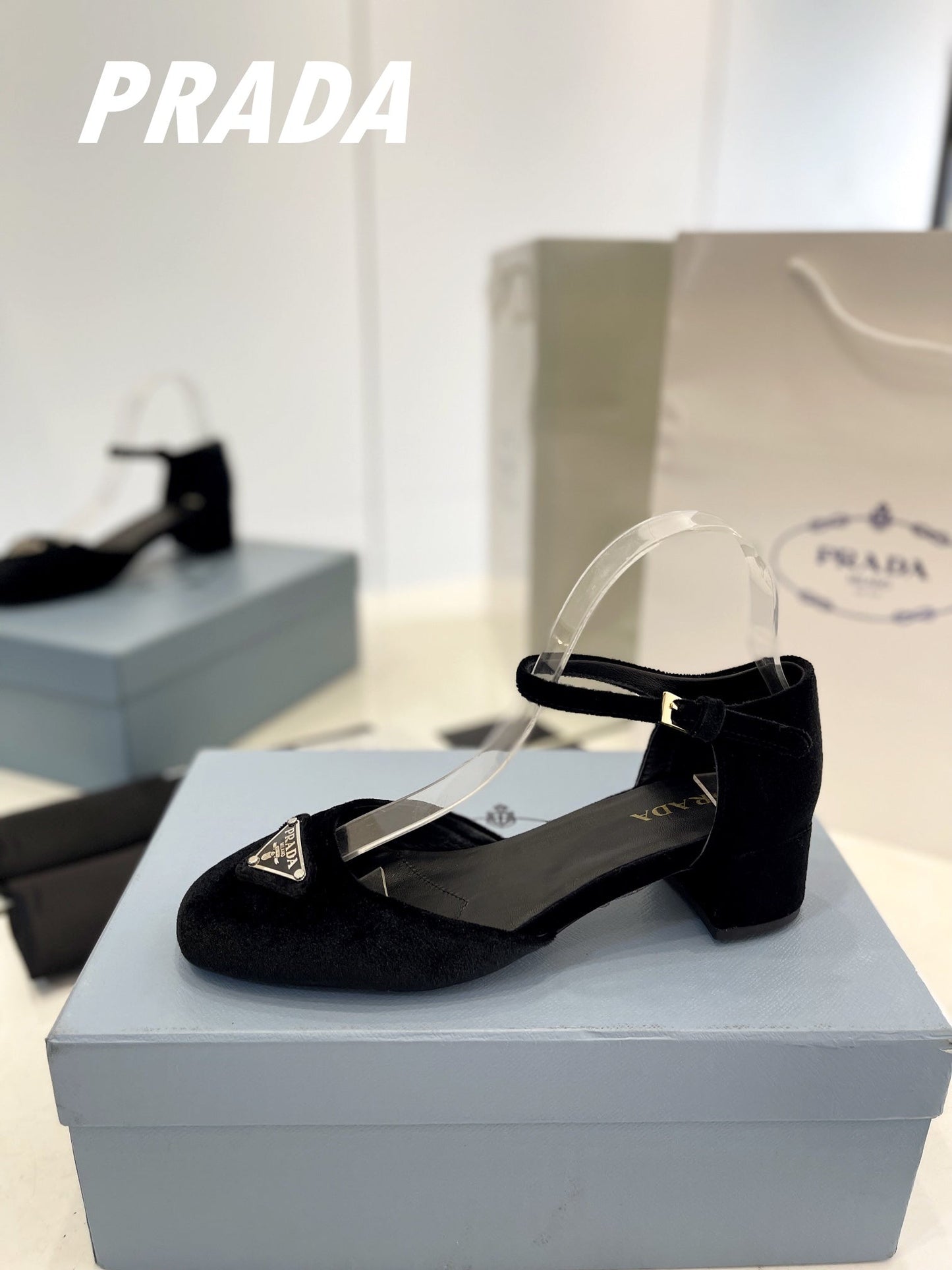 PRA MARY JANE PUMPS BLACK SATIN - 34