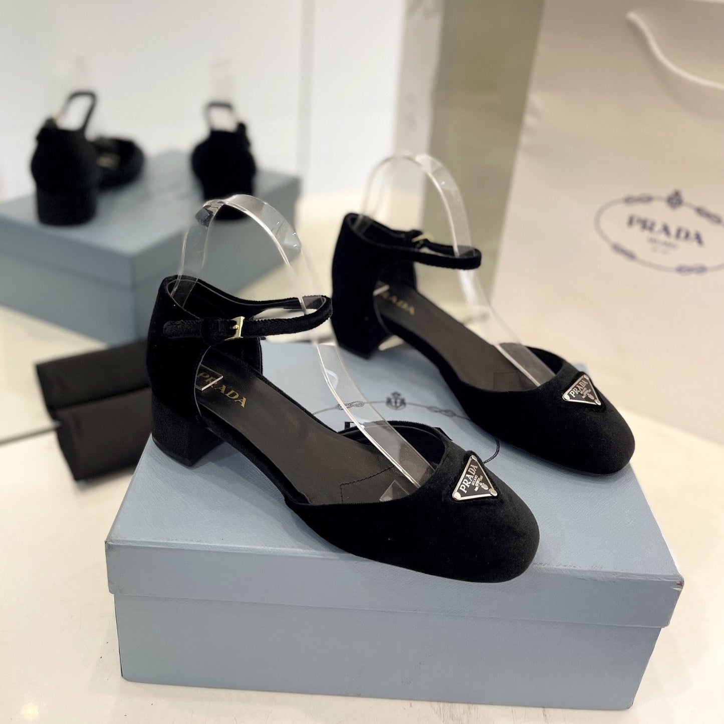 Pra Slingback 40 Square Sole Black Velvet - 35
