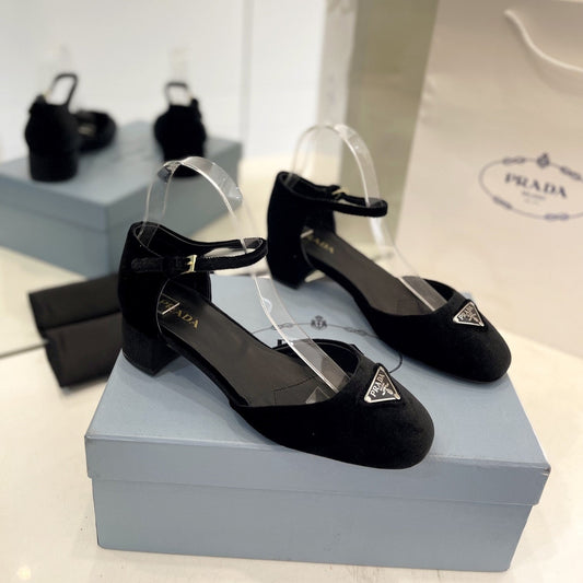 Pra Slingback 40 Square Sole Black Velvet - 35