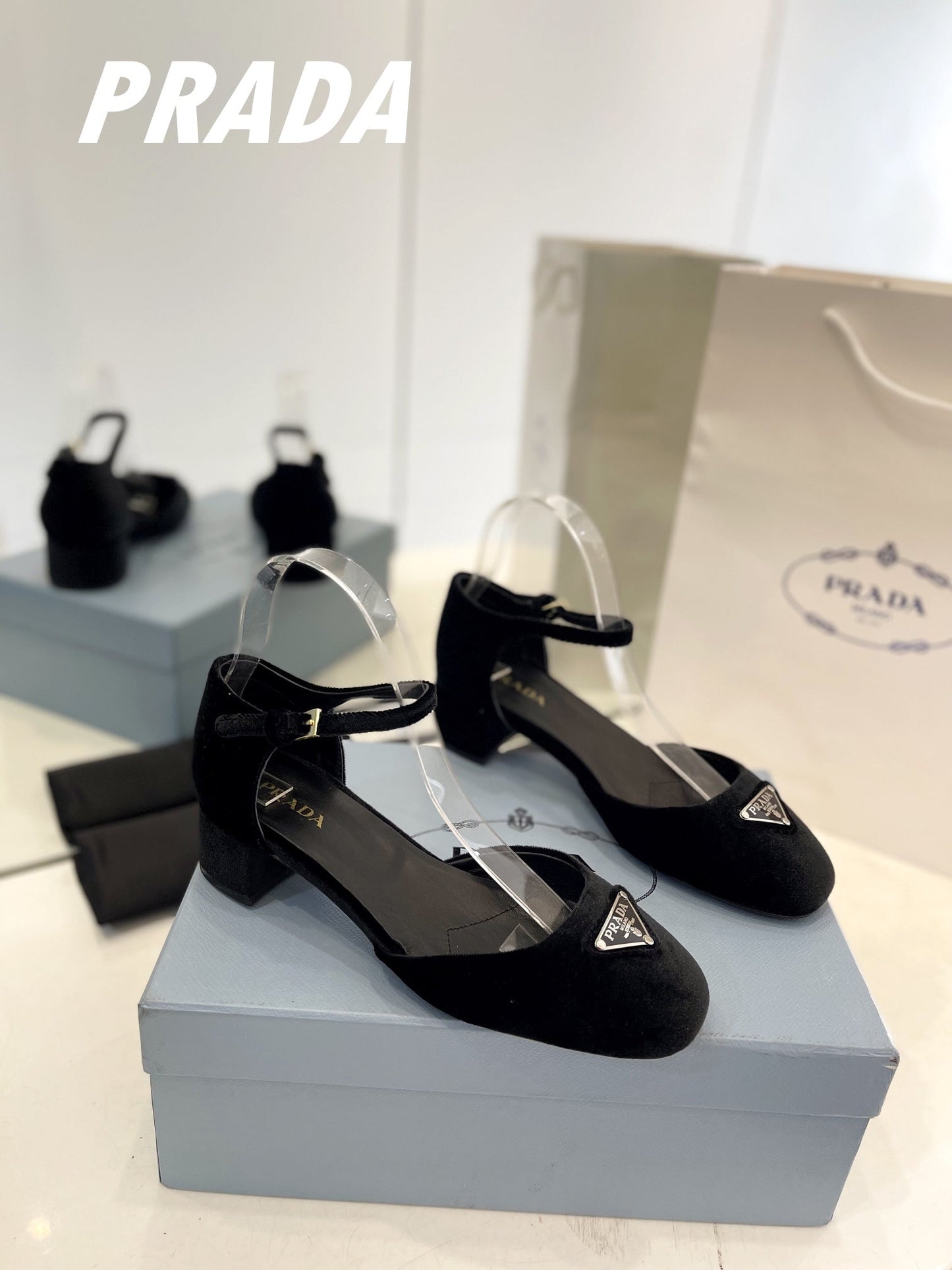 PRA MARY JANE PUMPS BLACK SATIN - 34