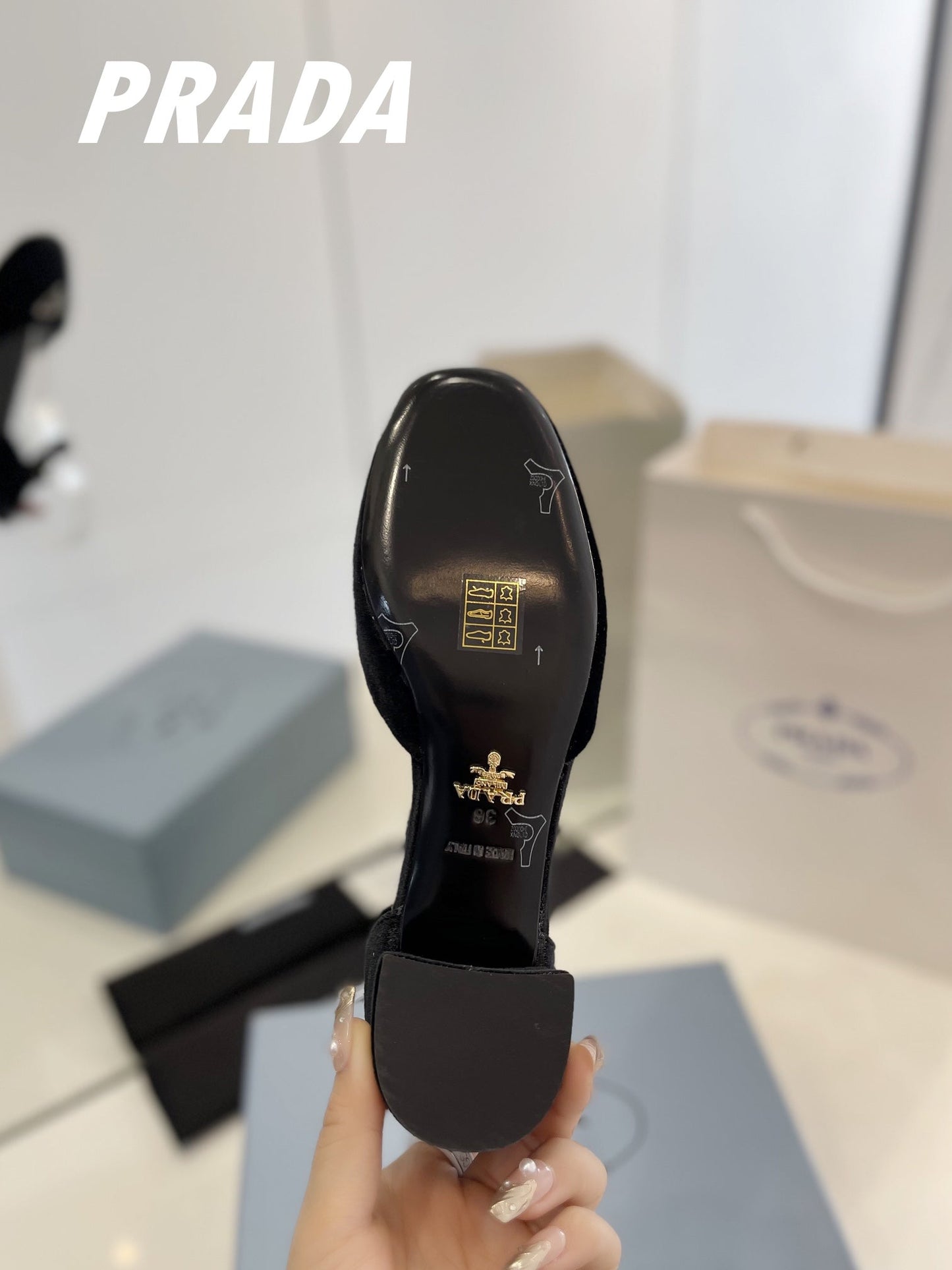 Pra Slingback 40 Square Sole Black Velvet - 35