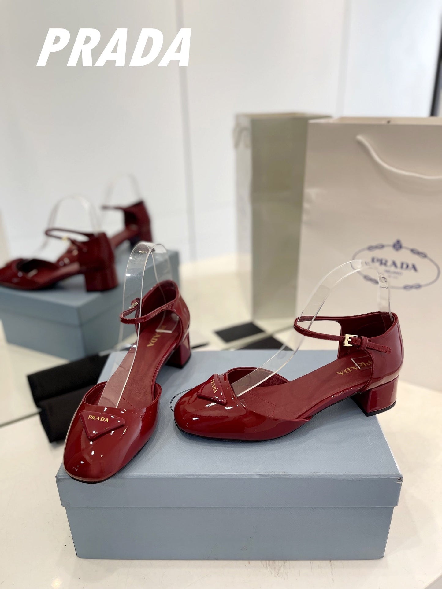 Pra Slingback 40 Square Sole Wine Patent Leather - 35