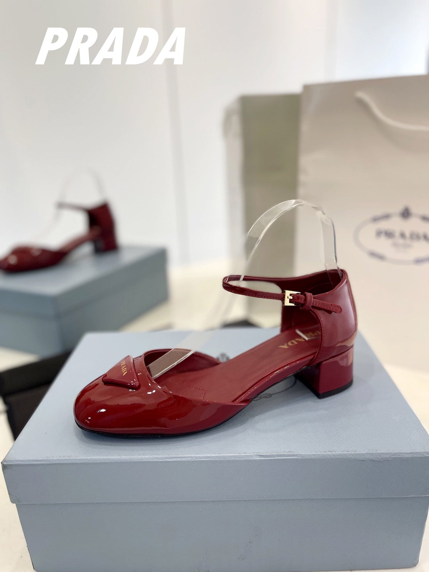 Pra Slingback 40 Square Sole Wine Patent Leather - 35