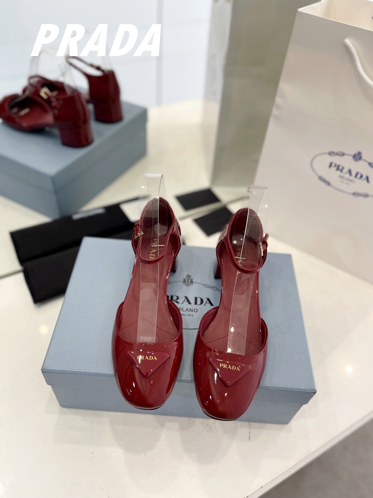 Pra Slingback 40 Square Sole Wine Patent Leather - 35