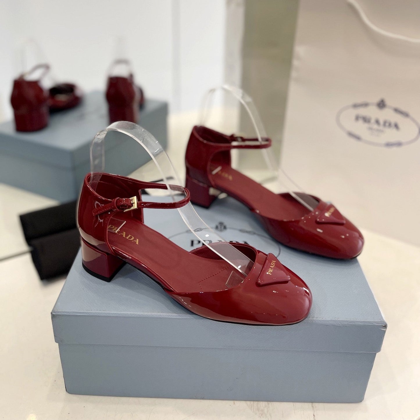 Pra Slingback 40 Square Sole Wine Patent Leather - 35
