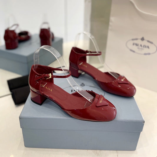 Pra Slingback 40 Square Sole Wine Patent Leather - 35