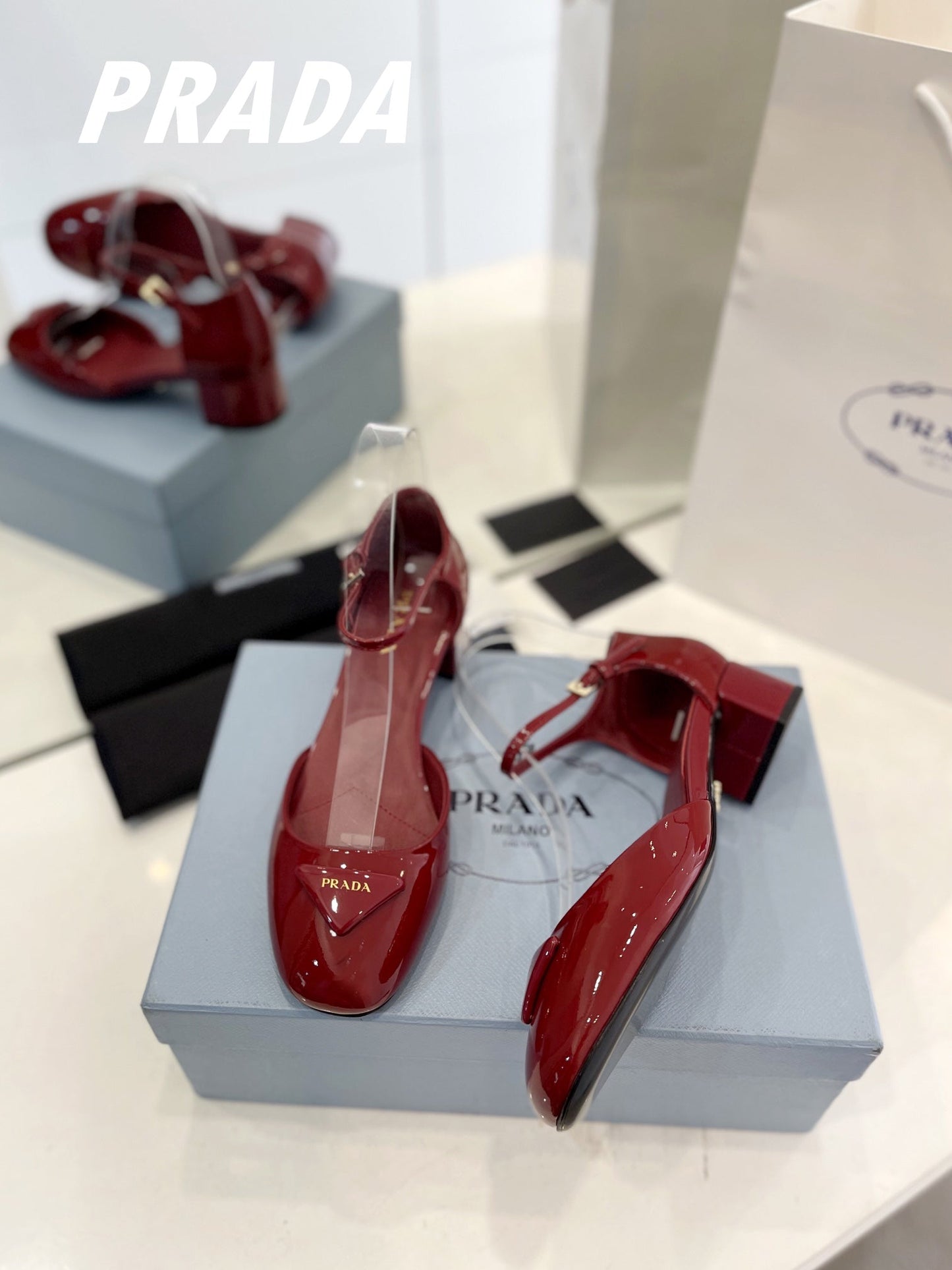 Pra Slingback 40 Square Sole Wine Patent Leather - 35