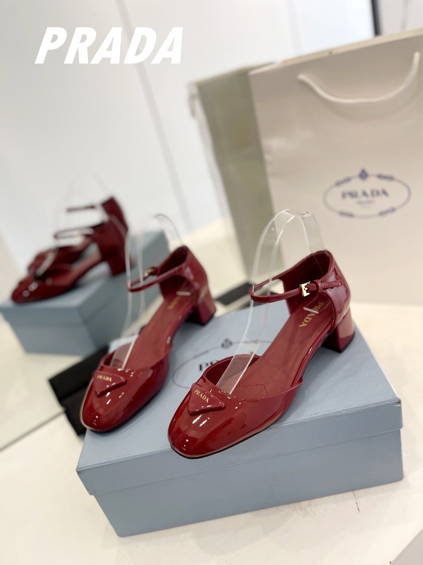 Pra Slingback 40 Square Sole Wine Patent Leather - 35