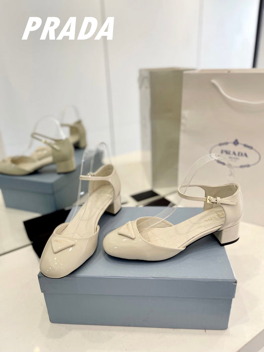 Босоніжки Pra Slingback 40 Square Sole з білої лакованої шкіри - 35