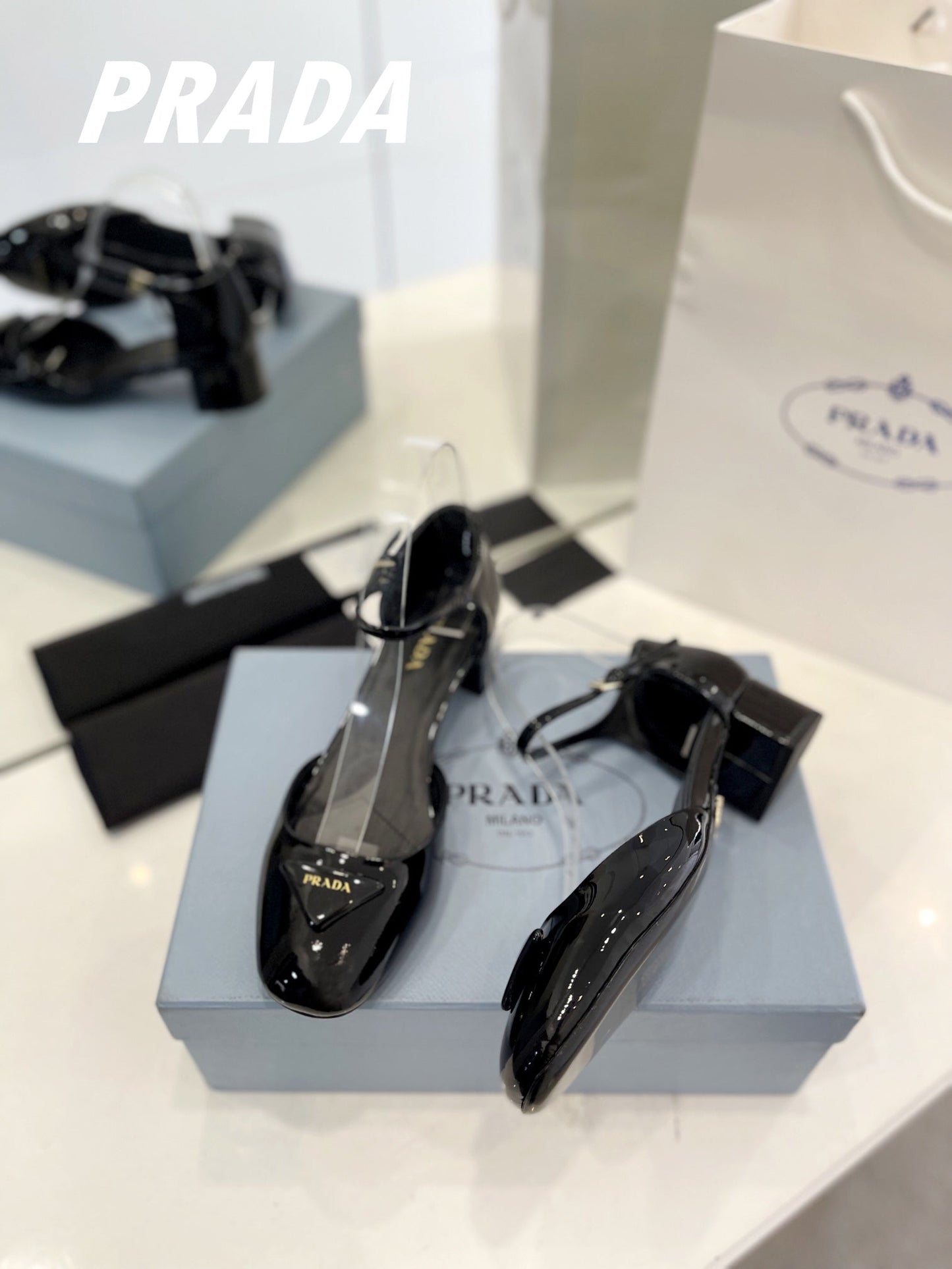 Pra Slingback 40 Square Sole Black Patent Leather - 35