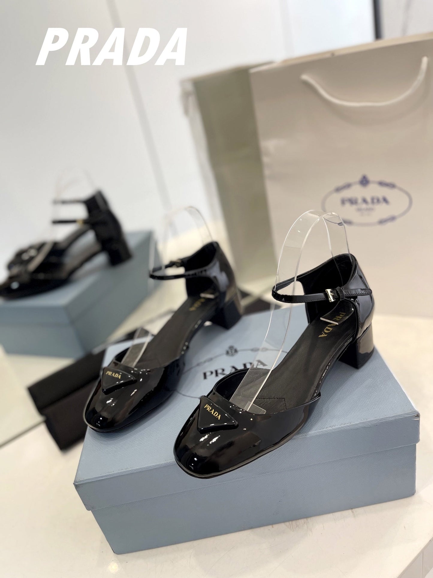 Pra Slingback 40 Square Sole Black Patent Leather - 35
