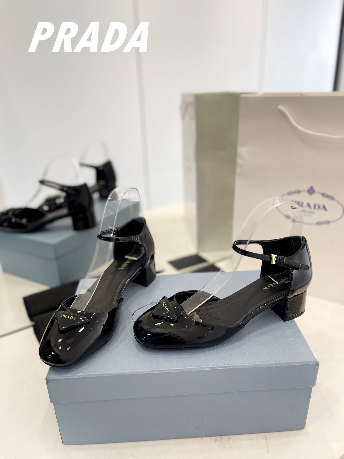 Pra Slingback 40 Square Sole Black Patent Leather - 35