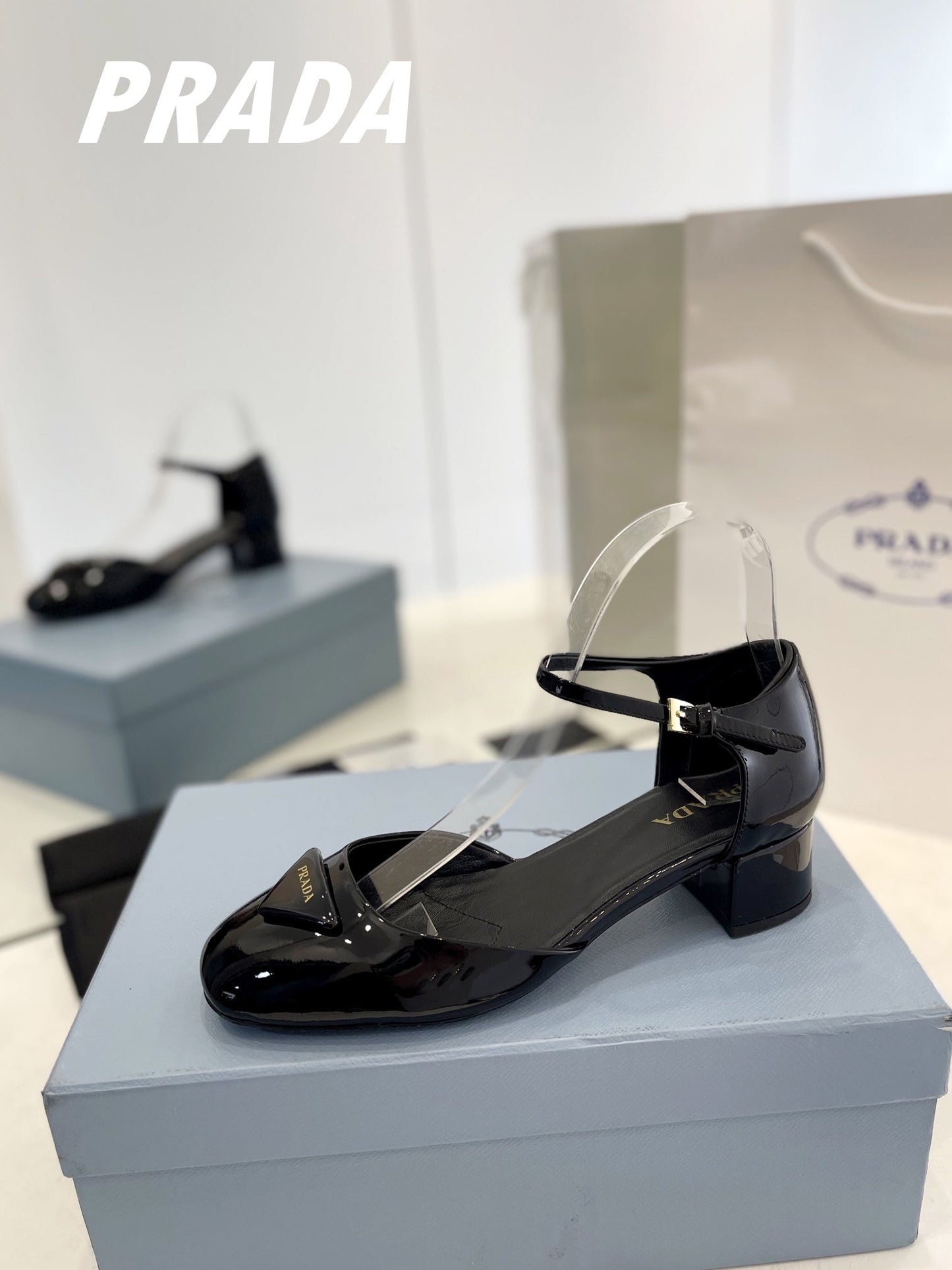 Pra Slingback 40 Square Sole Black Patent Leather - 35