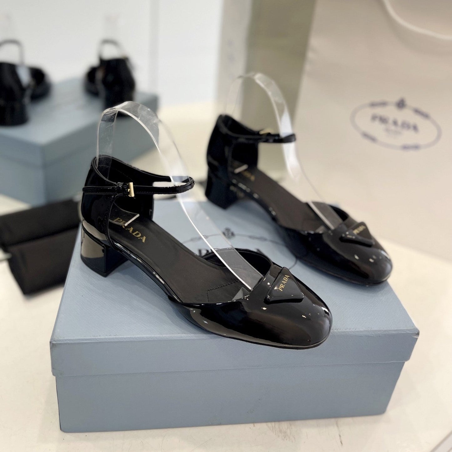 Pra Slingback 40 Square Sole Black Patent Leather - 35